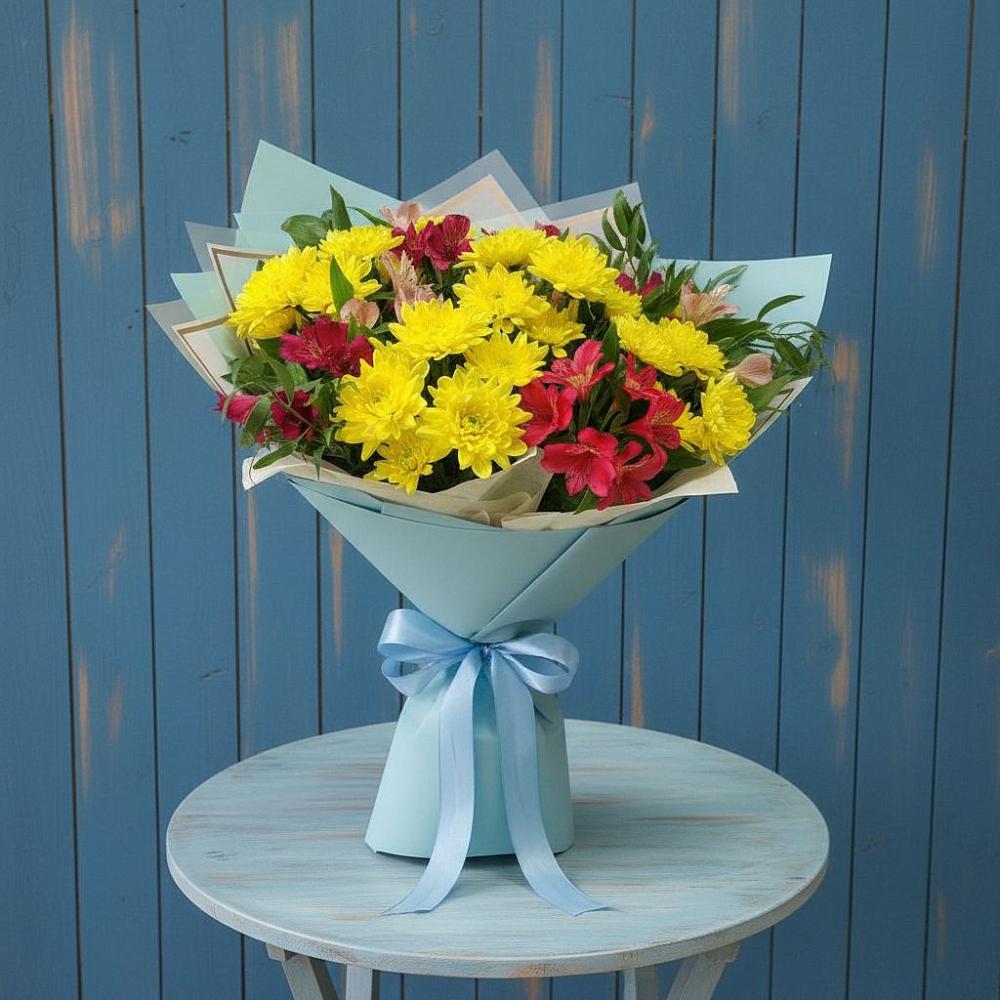 Букет цветов из: Альстромерии и Хризантемы в Майртупе