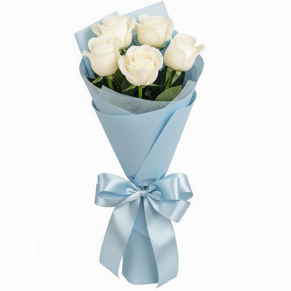 Букет 5 Белых роз Проуд в Майртупе