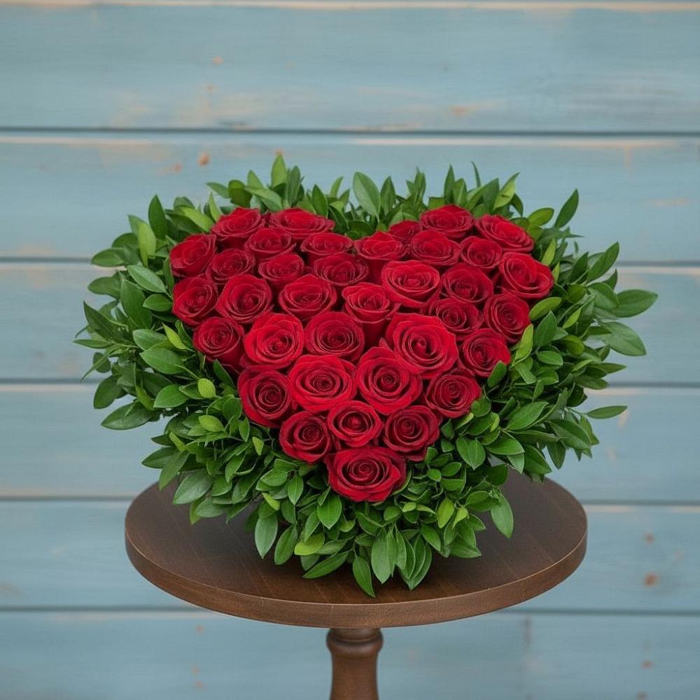 Цветочная композиция из Розы в виде сердца в Майртупе