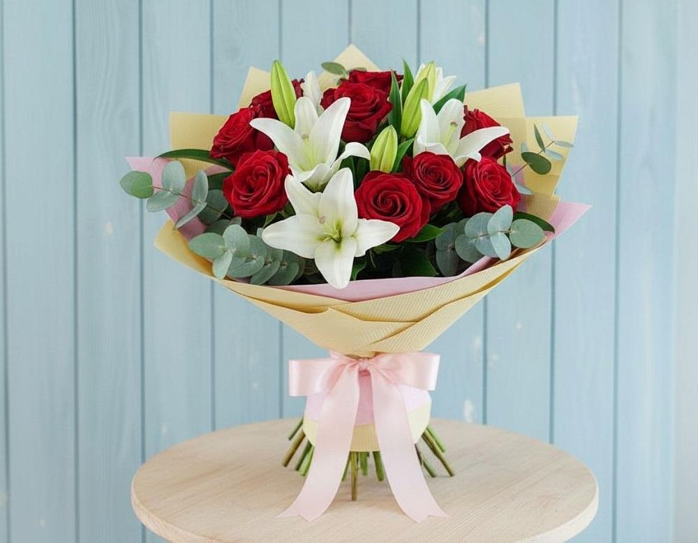 Букет цветов из: Лилии и Розы в Майртупе